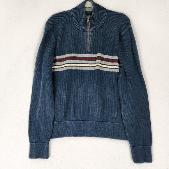 Eddie Bauer Sweater Mens Extra Large Blue Ribbed Half Zip Cotton Pullover Casual - Picture 1 of 9